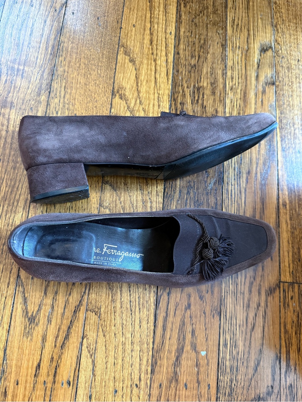 Salvatore Ferragamo Dark Brown Suede Tassel Loafers - Picture 3 of 7